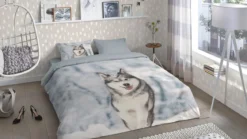 Good Morning Husky flanel dekbedovertrek