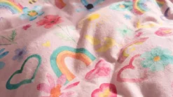 Snoozing Pink Rainbow flanel dekbedovertrek