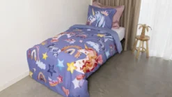 Snoozing Unicorn Land flanel dekbedovertrek