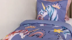 Snoozing Unicorn Land flanel dekbedovertrek