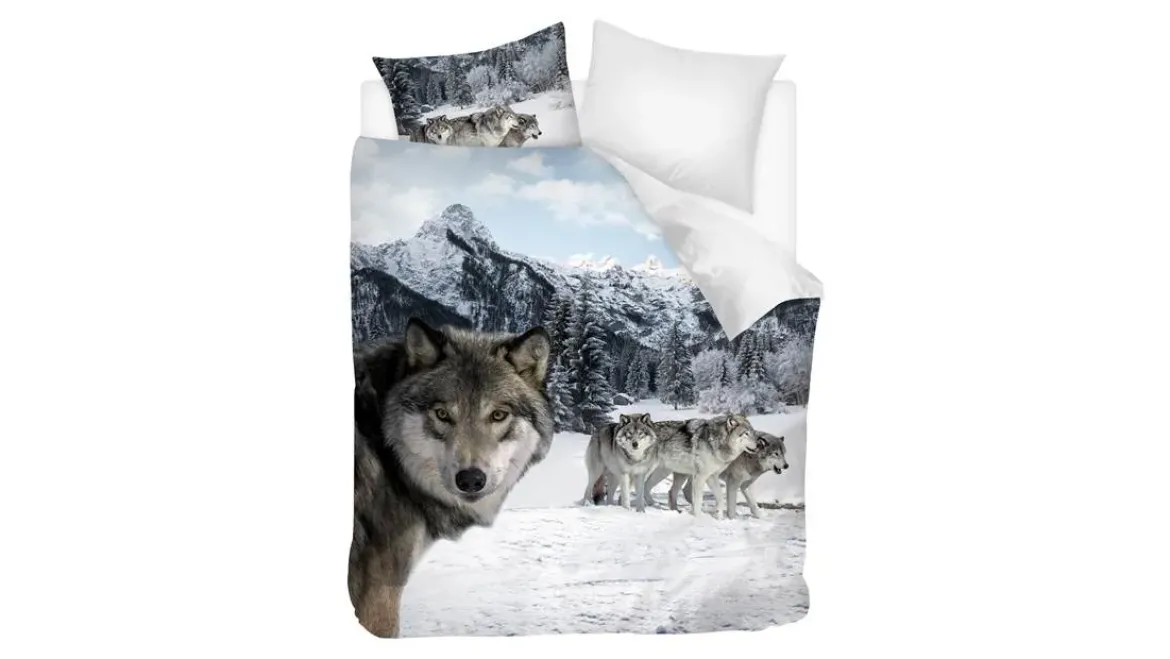 Snoozing Wolf flanel dekbedovertrek