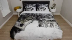 Snoozing Wolf flanel dekbedovertrek