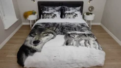 Snoozing Wolf flanel dekbedovertrek