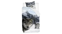 Snoozing Wolf flanel dekbedovertrek