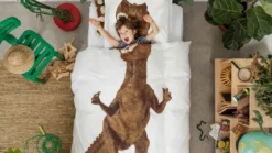 SNURK Dino Brown dekbedovertrek